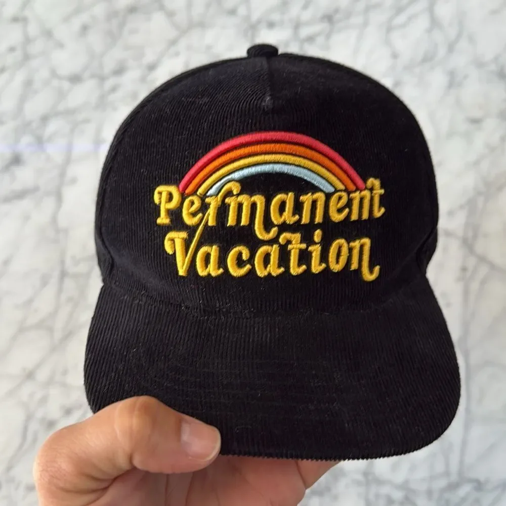 Tiny Whales Corduroy SnapBack Permanent Vacation Rainbow Trucker Hat Sz 6-12Y